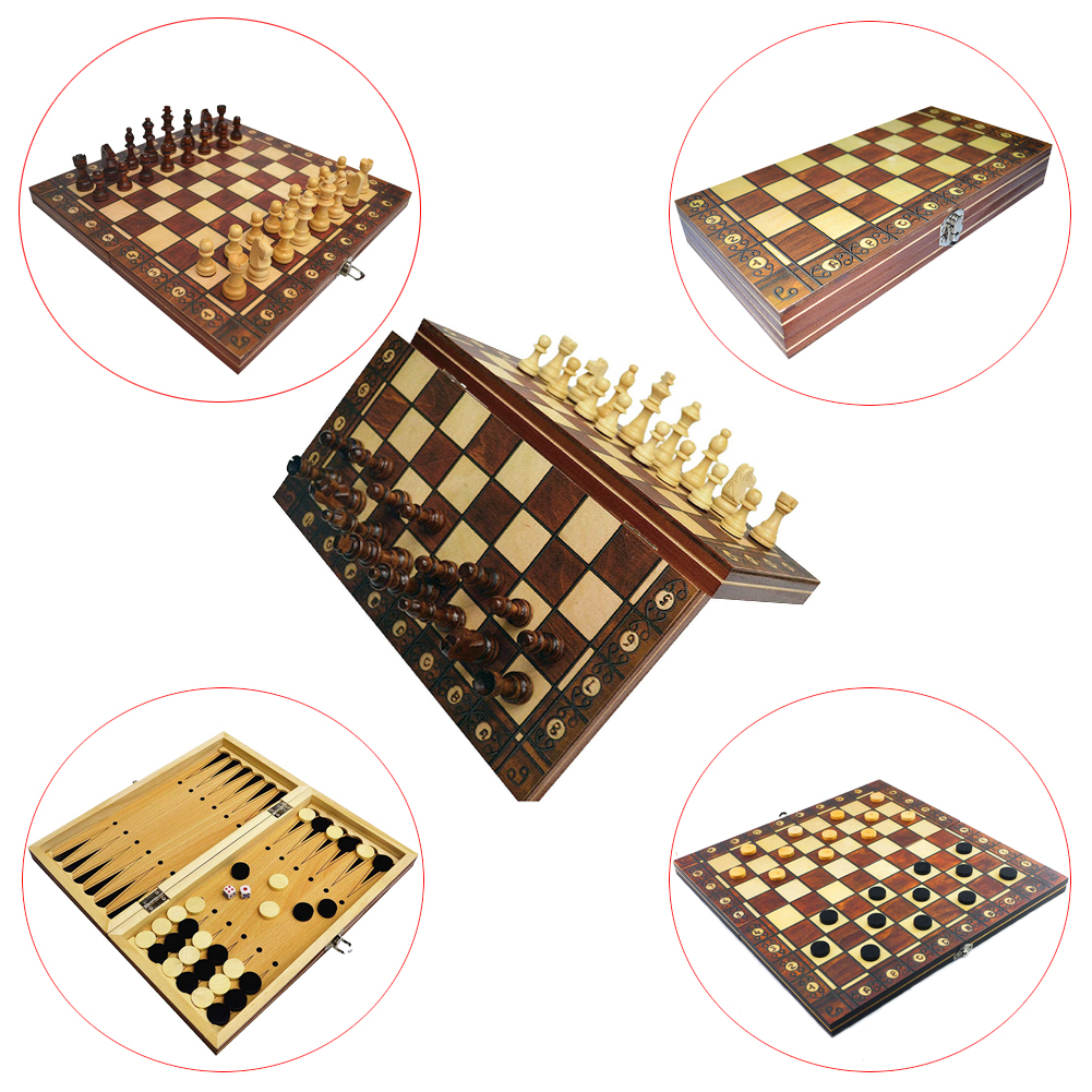 Sungpunet Barrette d échecs pliants magnétiques 3 en 1 échecs de pliage