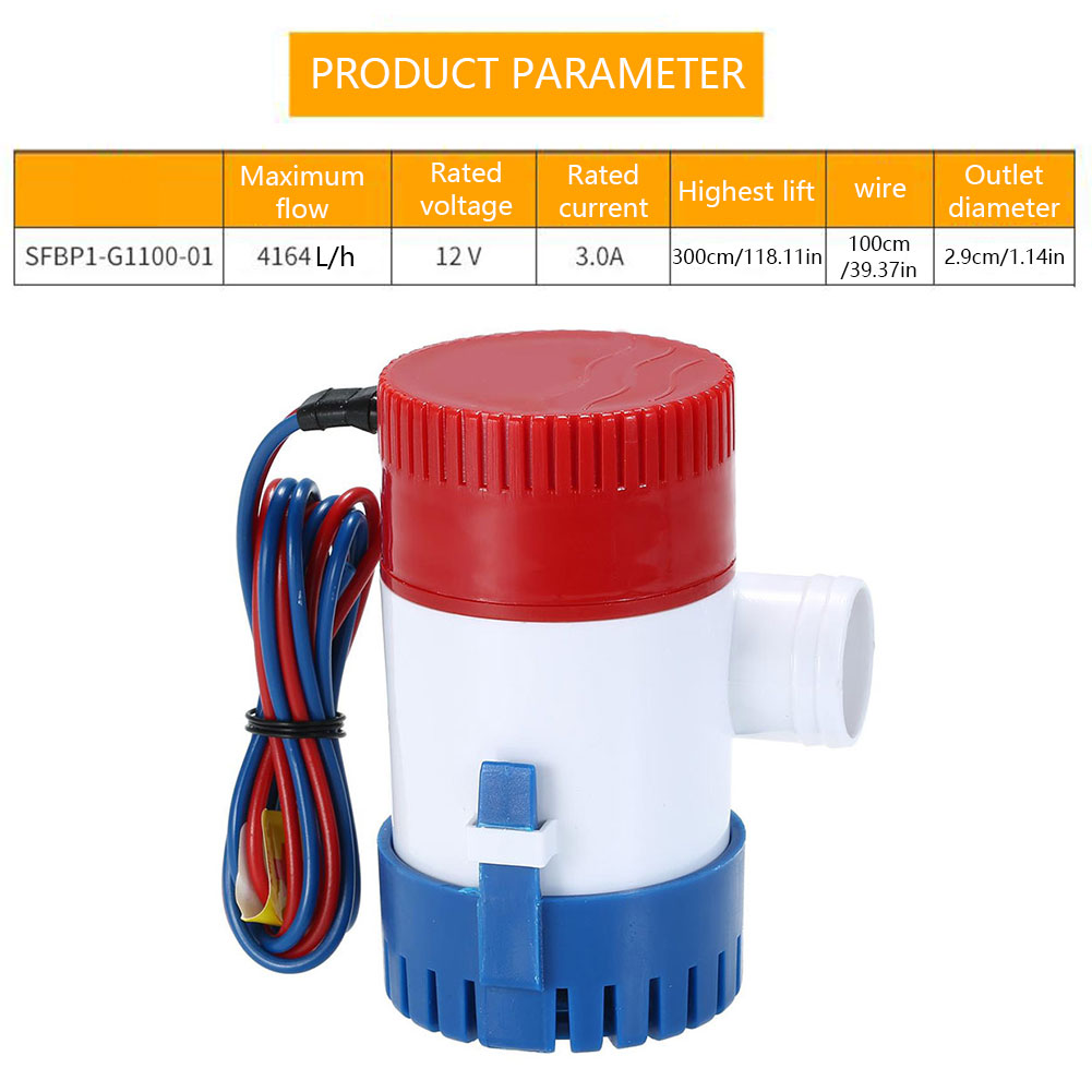 Pompe De Cale Marine 12V 1100GPH - Automatique Acier Inoxydable - Pour Bateaux Et Petits Espaces